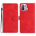 For Xiaomi Mi 11 Pro Flower Embossing Pattern Leather Phone Case(Red) - 1