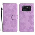 For Xiaomi Mi 11 Ultra Flower Embossing Pattern Leather Phone Case(Purple) - 1