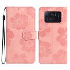 For Xiaomi Mi 11 Ultra Flower Embossing Pattern Leather Phone Case(Pink) - 1