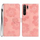 For Xiaomi Redmi 9 Flower Embossing Pattern Leather Phone Case(Pink) - 1