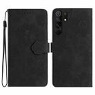 For Xiaomi Redmi 9 Flower Embossing Pattern Leather Phone Case(Black) - 1