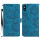 For Xiaomi Redmi 9A Flower Embossing Pattern Leather Phone Case(Blue) - 1