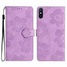 For Xiaomi Redmi 9A Flower Embossing Pattern Leather Phone Case(Purple) - 1
