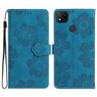 For Xiaomi Redmi 9C Flower Embossing Pattern Leather Phone Case(Blue) - 1