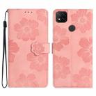 For Xiaomi Redmi 9C Flower Embossing Pattern Leather Phone Case(Pink) - 1