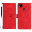 For Xiaomi Redmi 9C Flower Embossing Pattern Leather Phone Case(Red) - 1