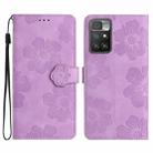 For Xiaomi Redmi 10 Flower Embossing Pattern Leather Phone Case(Purple) - 1
