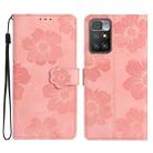 For Xiaomi Redmi 10 Flower Embossing Pattern Leather Phone Case(Pink) - 1