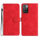 For Xiaomi Redmi 10 Flower Embossing Pattern Leather Phone Case(Red) - 1