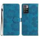For Xiaomi Redmi 10 2022 Flower Embossing Pattern Leather Phone Case(Blue) - 1