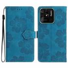 For Xiaomi Redmi 10C Flower Embossing Pattern Leather Phone Case(Blue) - 1