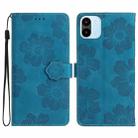 For Xiaomi Redmi A1 Flower Embossing Pattern Leather Phone Case(Blue) - 1