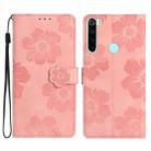 For Xiaomi Redmi Note 8T Flower Embossing Pattern Leather Phone Case(Pink) - 1