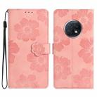 For Xiaomi Redmi Note 9 5G / Note 9T Flower Embossing Pattern Leather Phone Case(Pink) - 1