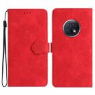 For Xiaomi Redmi Note 9 5G / Note 9T Flower Embossing Pattern Leather Phone Case(Red) - 1
