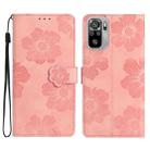For Xiaomi Redmi Note 10 4G / Note 10S Flower Embossing Pattern Leather Phone Case(Pink) - 1