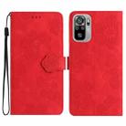 For Xiaomi Redmi Note 10 4G / Note 10S Flower Embossing Pattern Leather Phone Case(Red) - 1
