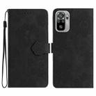 For Xiaomi Redmi Note 10 4G / Note 10S Flower Embossing Pattern Leather Phone Case(Black) - 1