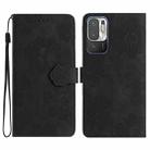 For Xiaomi Redmi Note 10 5G Flower Embossing Pattern Leather Phone Case(Black) - 1