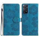 For Xiaomi Redmi Note 11 Pro 5G Global Flower Embossing Pattern Leather Phone Case(Blue) - 1