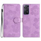 For Xiaomi Redmi Note 11 Pro 5G Global Flower Embossing Pattern Leather Phone Case(Purple) - 1