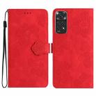 For Xiaomi Redmi Note 11 4G Global / Note 11S Flower Embossing Pattern Leather Phone Case(Red) - 1