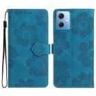 For Xiaomi Redmi Note 12 5G Flower Embossing Pattern Leather Phone Case(Blue) - 1