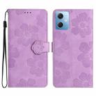 For Xiaomi Redmi Note 12 5G Flower Embossing Pattern Leather Phone Case(Purple) - 1