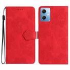 For Xiaomi Redmi Note 12 5G Flower Embossing Pattern Leather Phone Case(Red) - 1