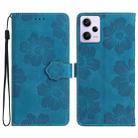 For Xiaomi Redmi Note 12 Pro 5G Flower Embossing Pattern Leather Phone Case(Blue) - 1