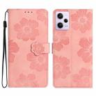 For Xiaomi Redmi Note 12 Pro 5G Flower Embossing Pattern Leather Phone Case(Pink) - 1