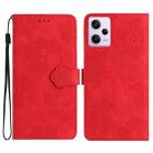 For Xiaomi Redmi Note 12 Pro 5G Flower Embossing Pattern Leather Phone Case(Red) - 1