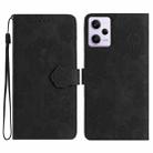 For Xiaomi Redmi Note 12 Pro 5G Flower Embossing Pattern Leather Phone Case(Black) - 1