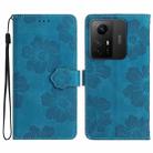 For Xiaomi Redmi Note 12S Flower Embossing Pattern Leather Phone Case(Blue) - 1