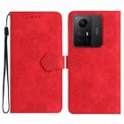 For Xiaomi Redmi Note 12S Flower Embossing Pattern Leather Phone Case(Red) - 1