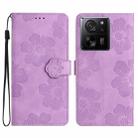 For Xiaomi 13T Flower Embossing Pattern Leather Phone Case(Purple) - 1