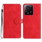 For Xiaomi 13T Flower Embossing Pattern Leather Phone Case(Red) - 1