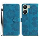 For Xiaomi Redmi 13C 4G Flower Embossing Pattern Leather Phone Case(Blue) - 1