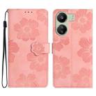 For Xiaomi Redmi 13C 4G Flower Embossing Pattern Leather Phone Case(Pink) - 1