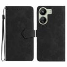 For Xiaomi Redmi 13C 4G Flower Embossing Pattern Leather Phone Case(Black) - 1