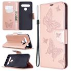 For LG K61 Two Butterflies Embossing Pattern Horizontal Flip Leather Case with Holder & Card Slot & Wallet & Lanyard(Gold) - 1