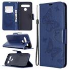 For LG K61 Two Butterflies Embossing Pattern Horizontal Flip Leather Case with Holder & Card Slot & Wallet & Lanyard(Dark Blue) - 1