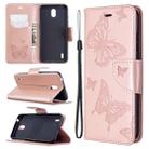 For Nokia 1.3 Two Butterflies Embossing Pattern Horizontal Flip Leather Case with Holder & Card Slot & Wallet & Lanyard(Gold) - 1