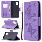 For Samsung Galaxy A31 Two Butterflies Embossing Pattern Horizontal Flip Leather Case with Holder & Card Slot & Wallet & Lanyard(Purple) - 1