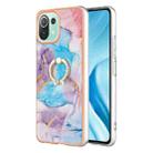 For Xiaomi Mi 11 Lite Electroplating IMD TPU Phone Case with Ring(Blue Marble) - 1