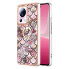 For Xiaomi 13 Lite 5G Electroplating IMD TPU Phone Case with Ring(Pink Scales) - 1