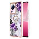 For Xiaomi 13 Lite 5G Electroplating IMD TPU Phone Case with Ring(Purple Flower) - 1