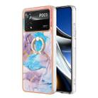 For Xiaomi Poco X4 Pro 5G Electroplating IMD TPU Phone Case with Ring(Blue Marble) - 1