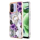 For Xiaomi Redmi 12C/11A 4G Global Electroplating IMD TPU Phone Case with Ring(Purple Flower) - 1