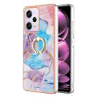 For Xiaomi Poco X5 Pro 5G Electroplating IMD TPU Phone Case with Ring(Blue Marble) - 1